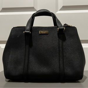 Kate Spade black leather handbag with long strap